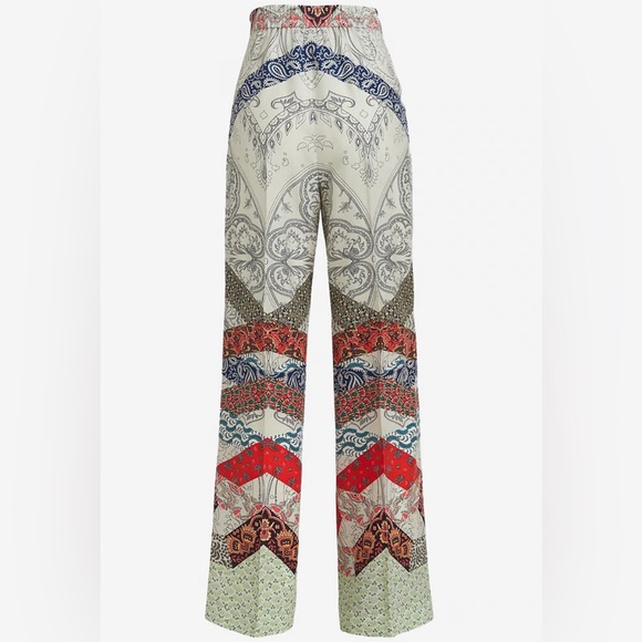 NWT Etro Patchwork printed silk wide-leg Italian made trousers Sz 42 - Picture 4 of 16